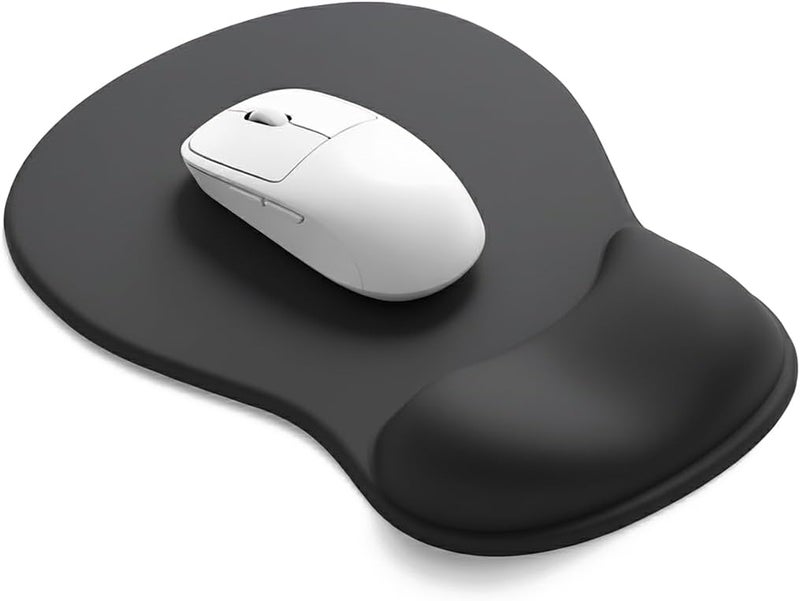 eulps Mouse Pad with Gel Wrist Rest, Ergonomic Comfortable Computer Wrist Support for Laptop, Pain Relief Mousepad with Non-Slip PU Base for Office & Home (All Black) - Image 1